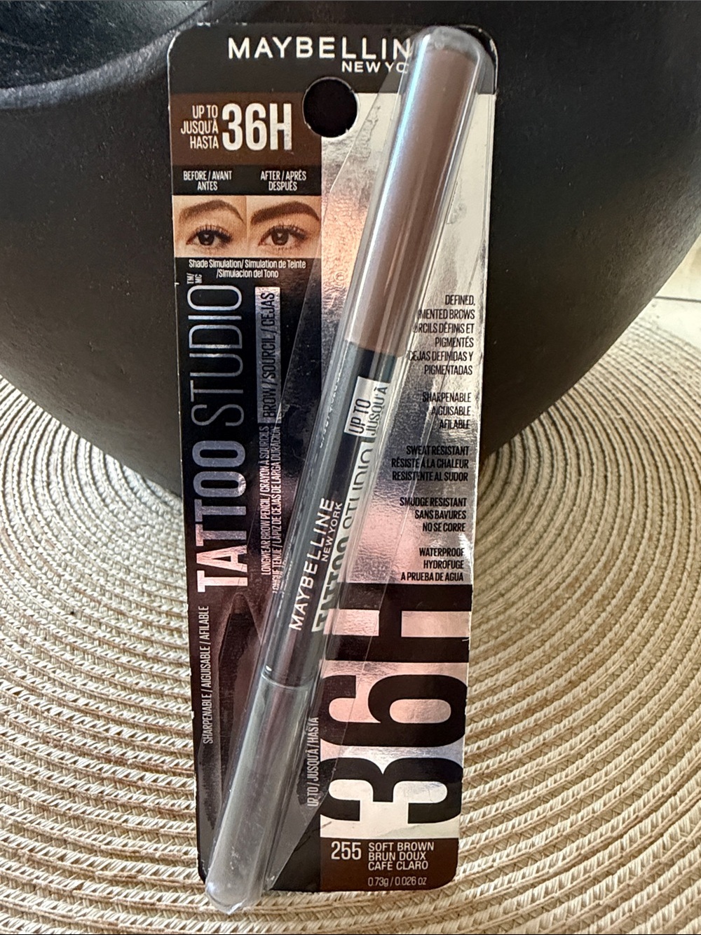 Maybelline Tattoo Studio 36H Brow Pencil - Soft Brown 255 Waterproof .026 Oz.